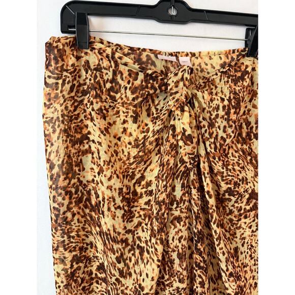 VTG y2k Victoria's Secret Pink Label Swim Cover Pants Sheer Cheetah Print Tie - Picture 5 of 7